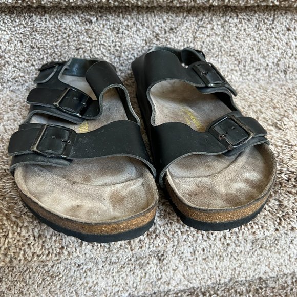 Birkenstock Milano Men’s Dark Grey 2-Strap Backstrap Leather Sandals main image 10